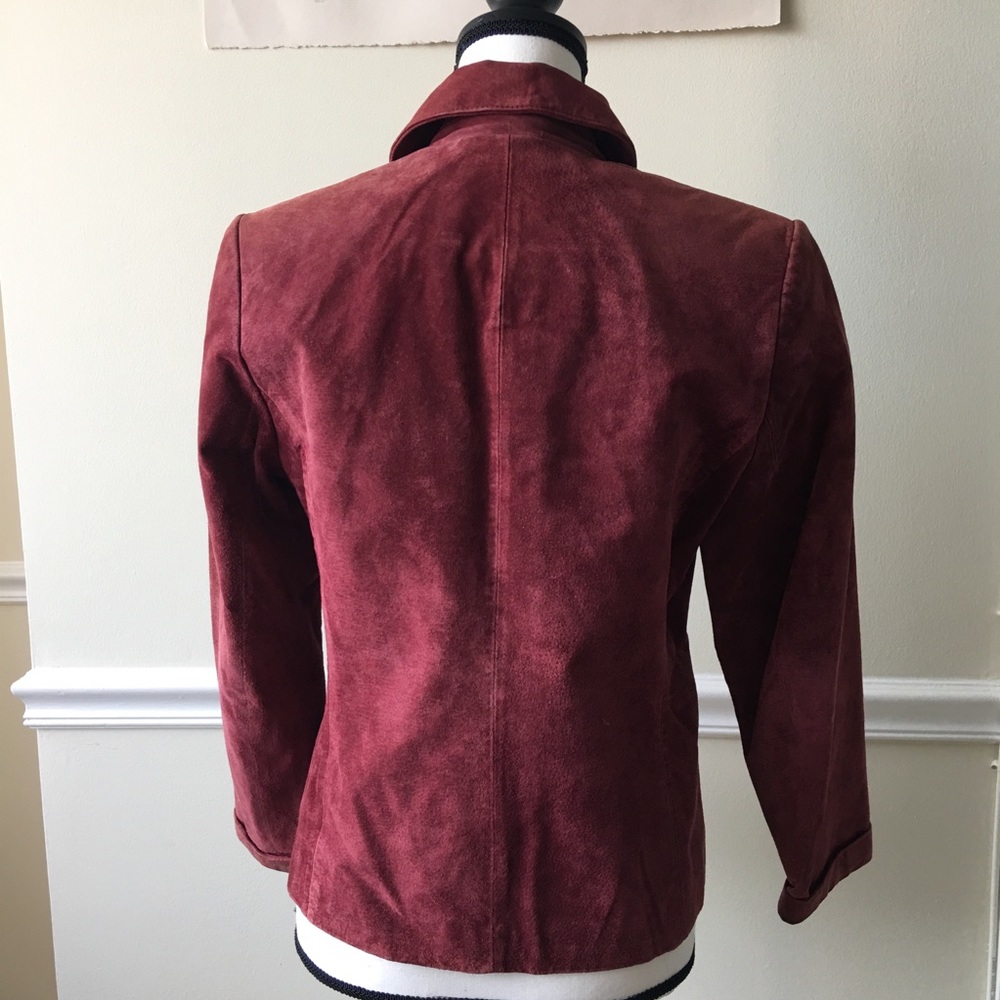 genuine suede leather red jacket button blazer - Picture 3 of 4